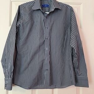 Men’s Custom Made Classic Striped Dress Shirt in Black and White